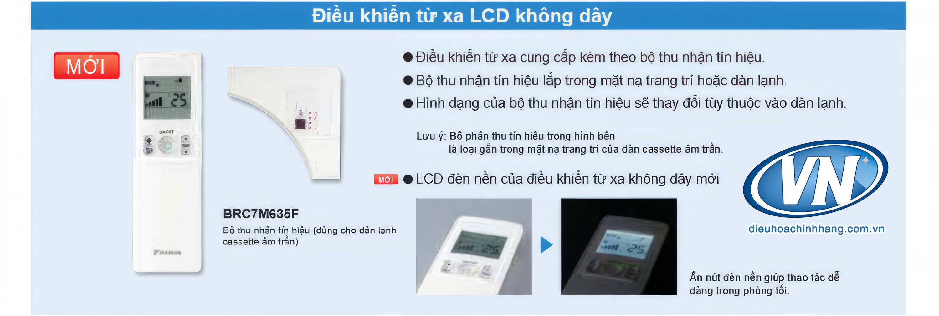 bộ điều khiển từ xa không dây điều hòa âm trần Daikin BRC7M635F