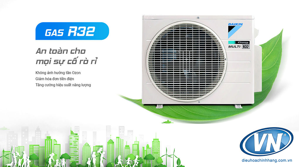 Dàn Lạnh Giấu Trần Nối Ống Gió Daikin sử dụng môi chất lạnh R32