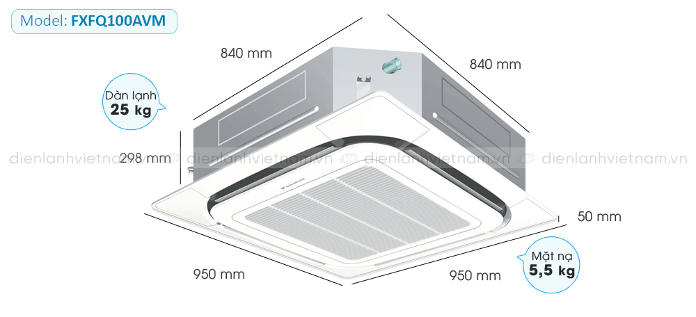 Dàn lạnh VRV Daikin Cassette âm trần 2 chiều